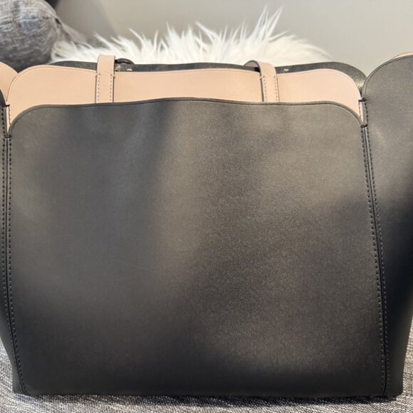 KATE SPADE Magnolia Street Black Pink Blush Double Pocket Tote Bag Key Ring - Picture 3 of 10